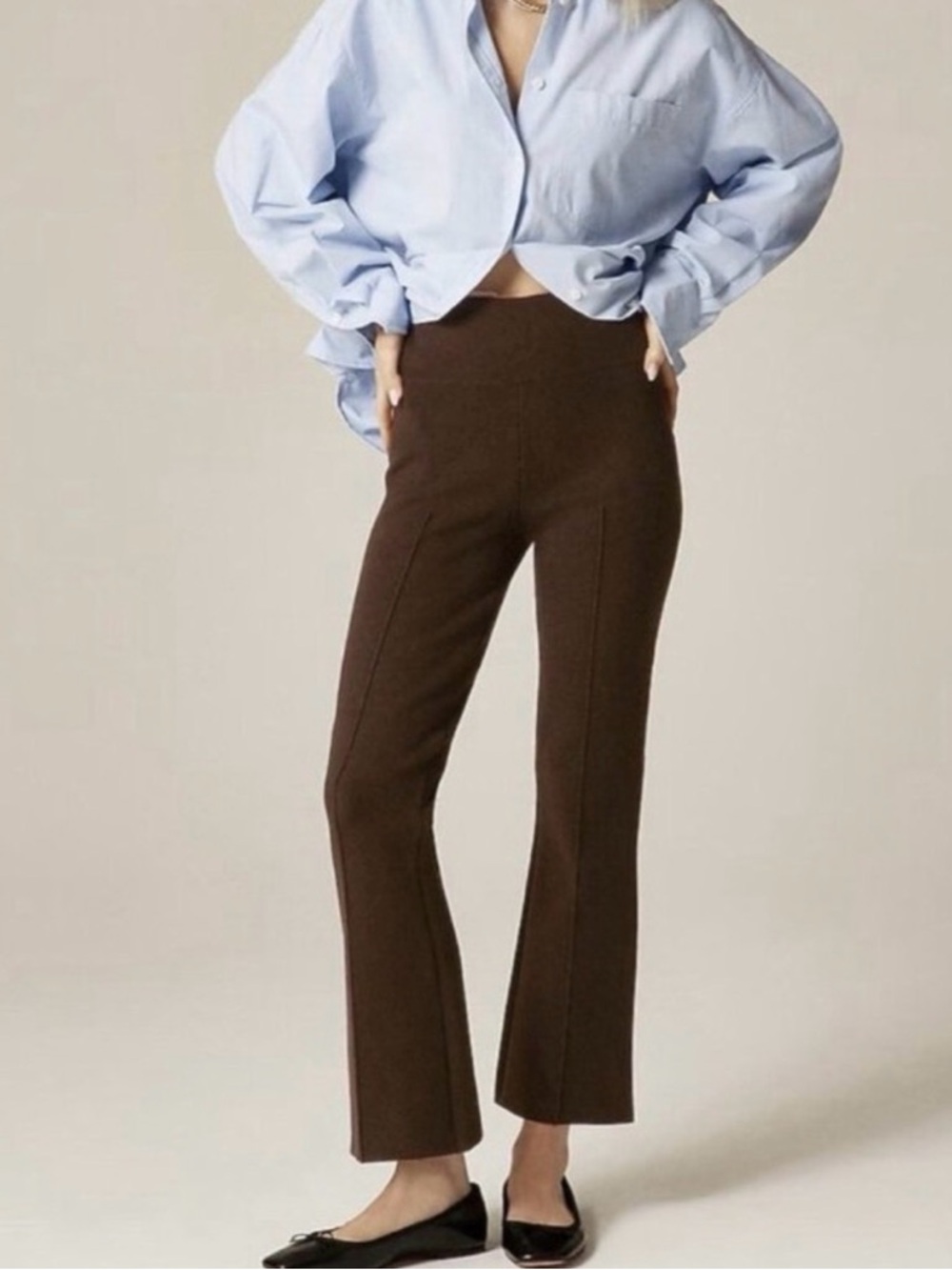 J. Crew Dark Brown High-Rise Slim Flare Pants